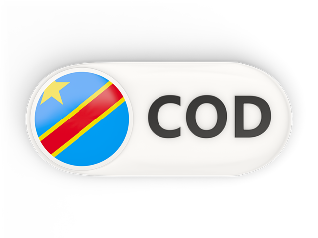 Round button with ISO code. Download flag icon of Democratic Republic of the Congo at PNG format