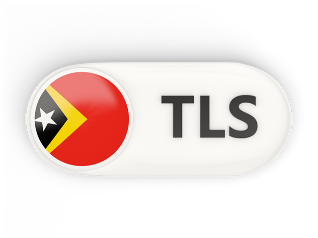 Round button with ISO code. Download flag icon of East Timor at PNG format