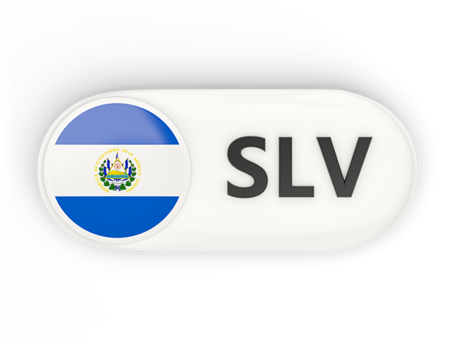 Round button with ISO code. Download flag icon of El Salvador at PNG format