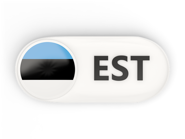 Round button with ISO code. Download flag icon of Estonia at PNG format