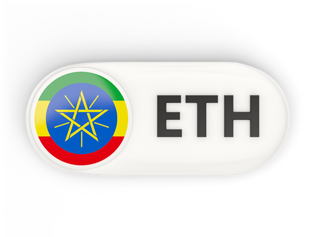 Round button with ISO code. Download flag icon of Ethiopia at PNG format