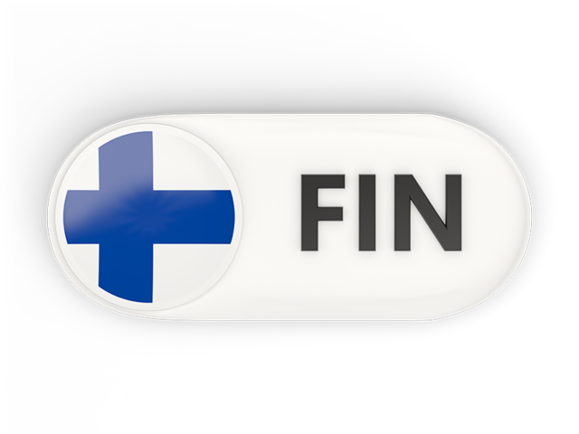 Round button with ISO code. Download flag icon of Finland at PNG format