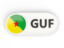 French Guiana. Round button with ISO code. Download icon.