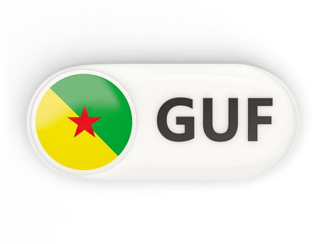 Round button with ISO code. Download flag icon of French Guiana at PNG format