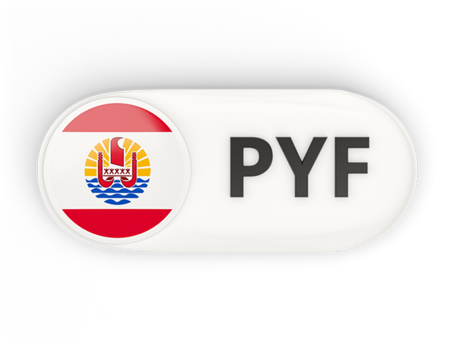 Round button with ISO code. Download flag icon of French Polynesia at PNG format