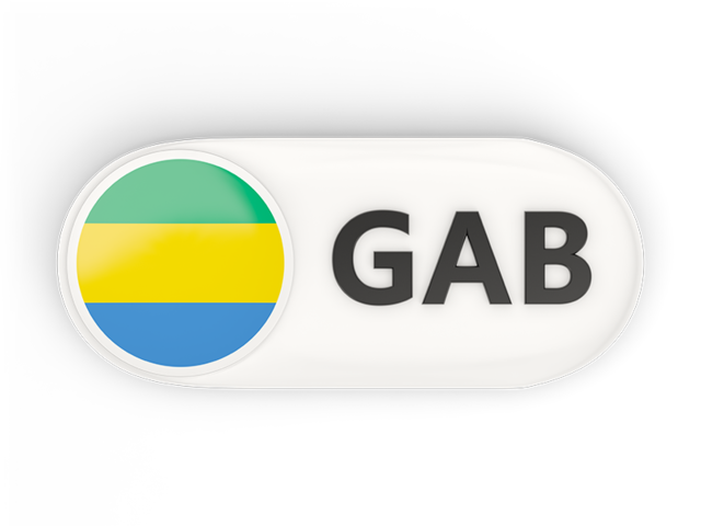 Round button with ISO code. Download flag icon of Gabon at PNG format