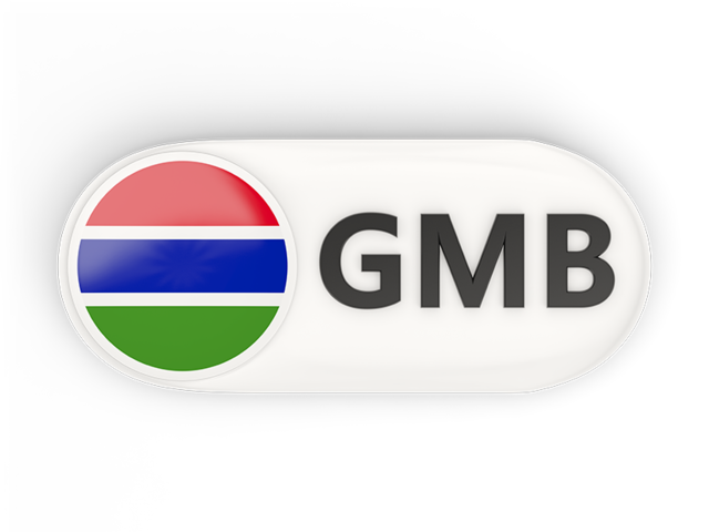 Round button with ISO code. Download flag icon of Gambia at PNG format