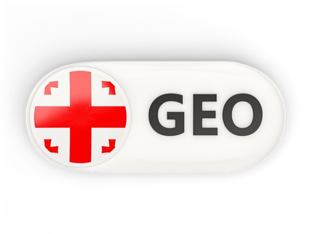 Round button with ISO code. Download flag icon of Georgia at PNG format