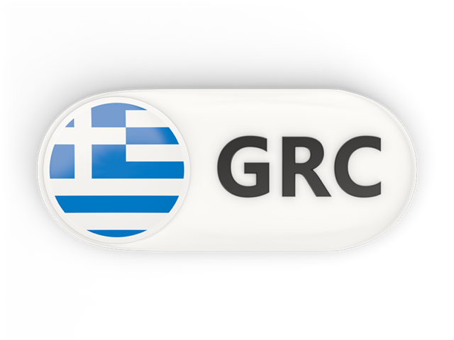 Round button with ISO code. Download flag icon of Greece at PNG format
