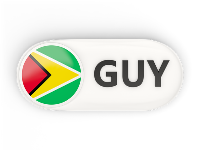 Round button with ISO code. Download flag icon of Guyana at PNG format