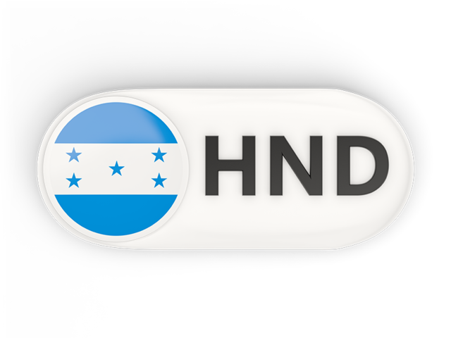 Round button with ISO code. Download flag icon of Honduras at PNG format