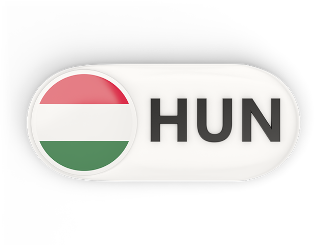 Round button with ISO code. Download flag icon of Hungary at PNG format