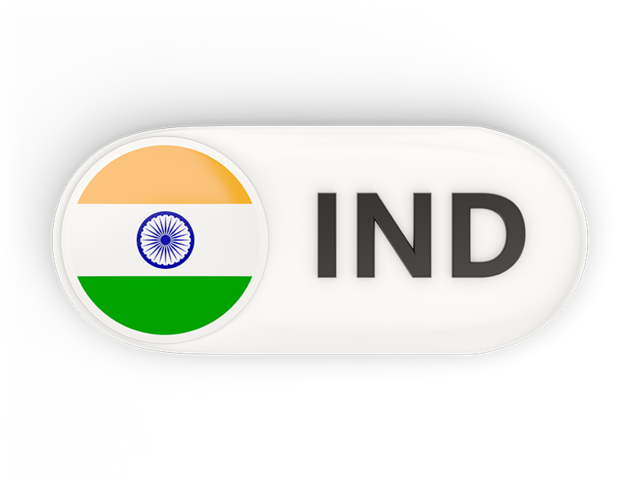 Round button with ISO code. Download flag icon of India at PNG format