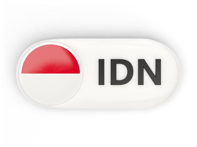 Round button with ISO code. Download flag icon of Indonesia at PNG format