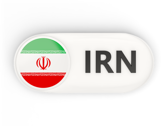 Round button with ISO code. Download flag icon of Iran at PNG format