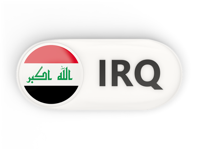 Round button with ISO code. Download flag icon of Iraq at PNG format