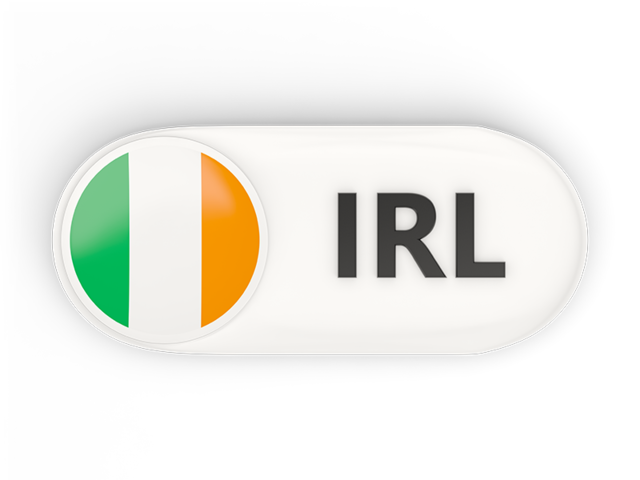 Round button with ISO code. Download flag icon of Ireland at PNG format