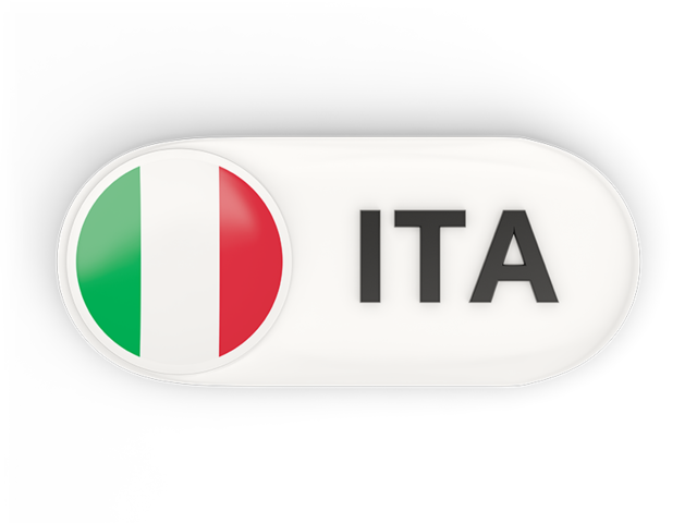 Round button with ISO code. Download flag icon of Italy at PNG format