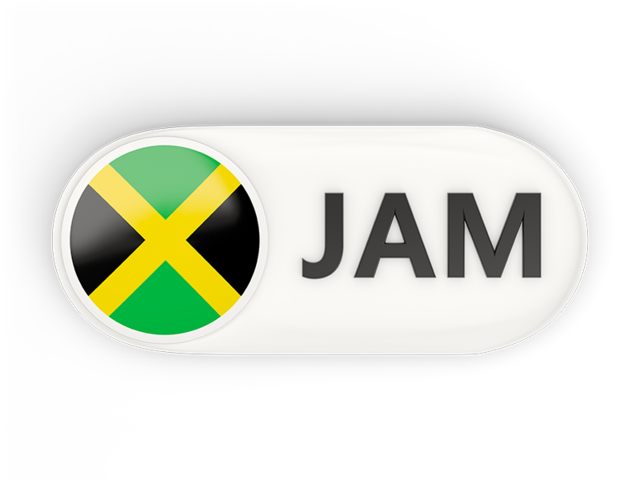 Round button with ISO code. Download flag icon of Jamaica at PNG format