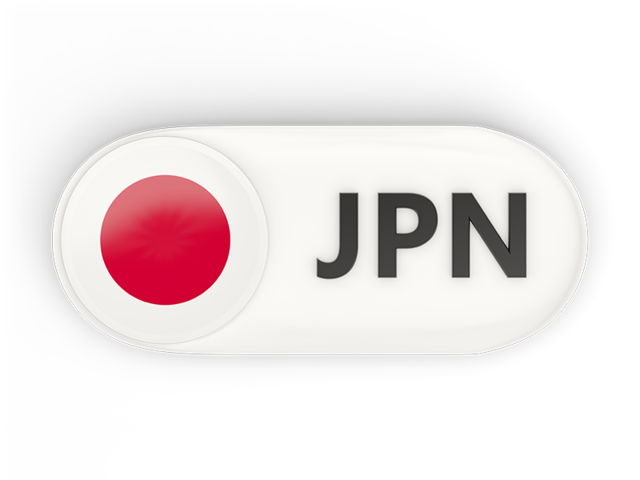 Round button with ISO code. Download flag icon of Japan at PNG format