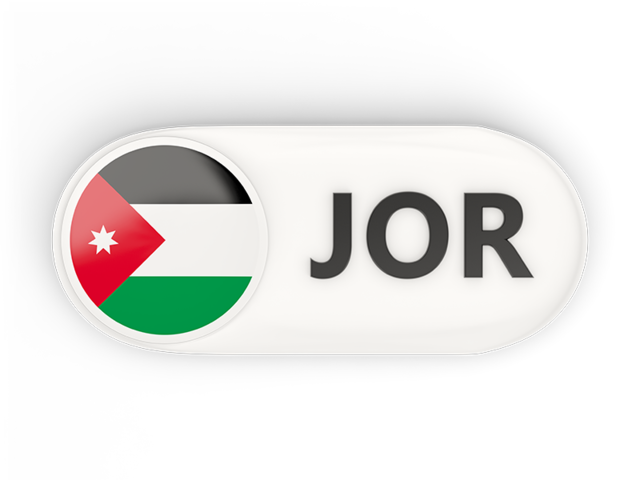 Round button with ISO code. Download flag icon of Jordan at PNG format