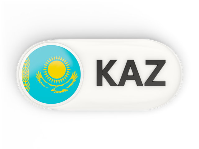 Round button with ISO code. Download flag icon of Kazakhstan at PNG format