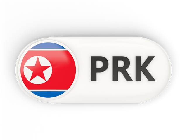 Round button with ISO code. Download flag icon of North Korea at PNG format