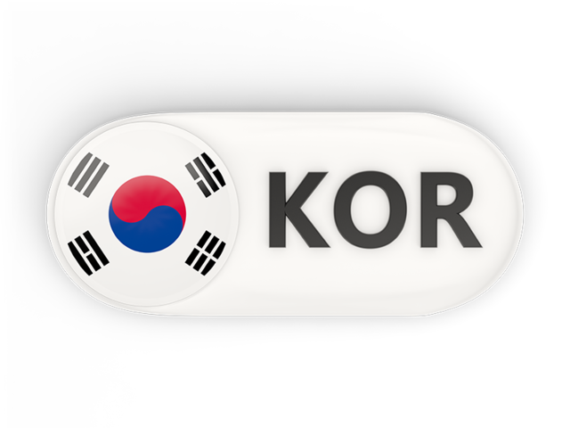 Round button with ISO code. Download flag icon of South Korea at PNG format