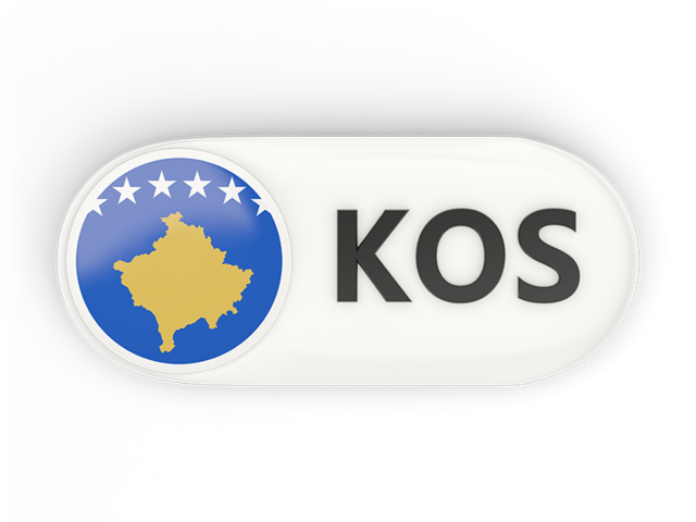 Round button with ISO code. Download flag icon of Kosovo at PNG format