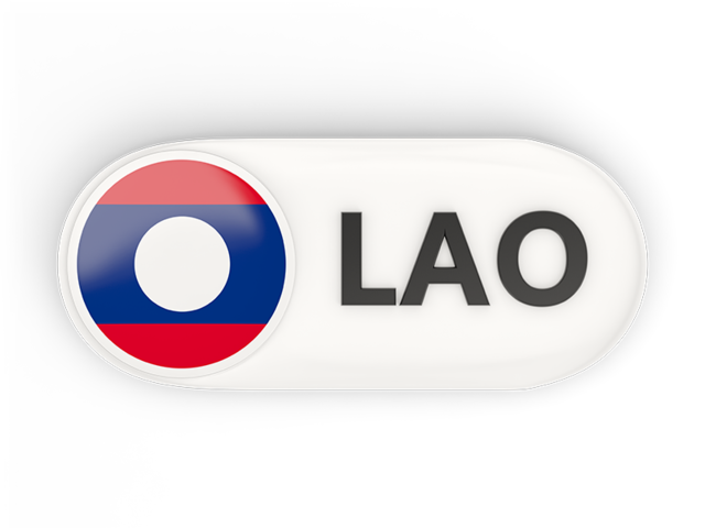 Round button with ISO code. Download flag icon of Laos at PNG format