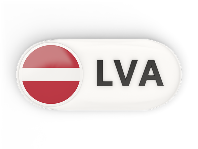 Round button with ISO code. Download flag icon of Latvia at PNG format