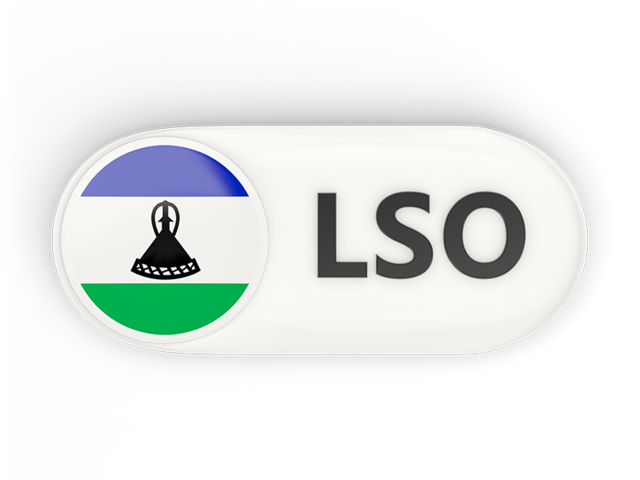 Round button with ISO code. Download flag icon of Lesotho at PNG format