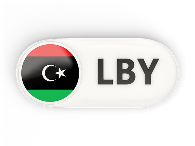 Round button with ISO code. Download flag icon of Libya at PNG format