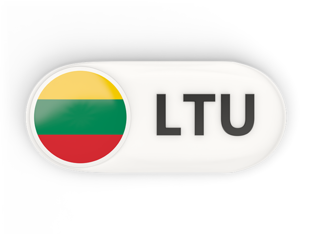 Round button with ISO code. Download flag icon of Lithuania at PNG format
