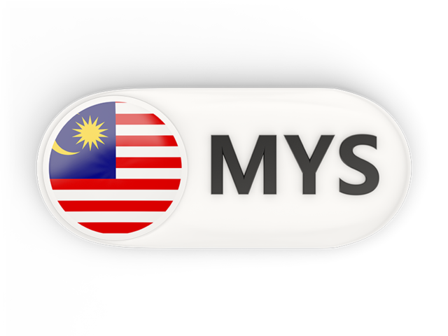 Round button with ISO code. Illustration of flag of Malaysia