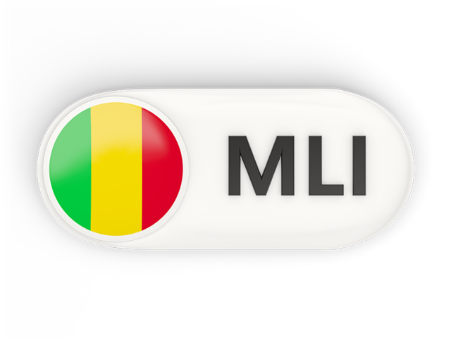 Round button with ISO code. Download flag icon of Mali at PNG format