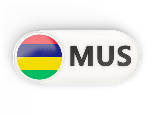 Round button with ISO code. Download flag icon of Mauritius at PNG format