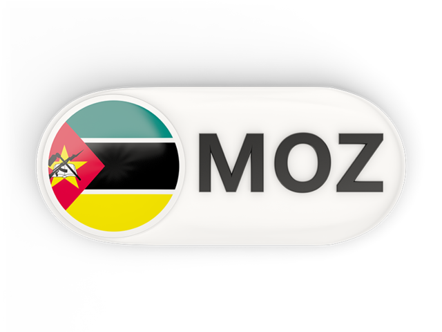 Round button with ISO code. Download flag icon of Mozambique at PNG format