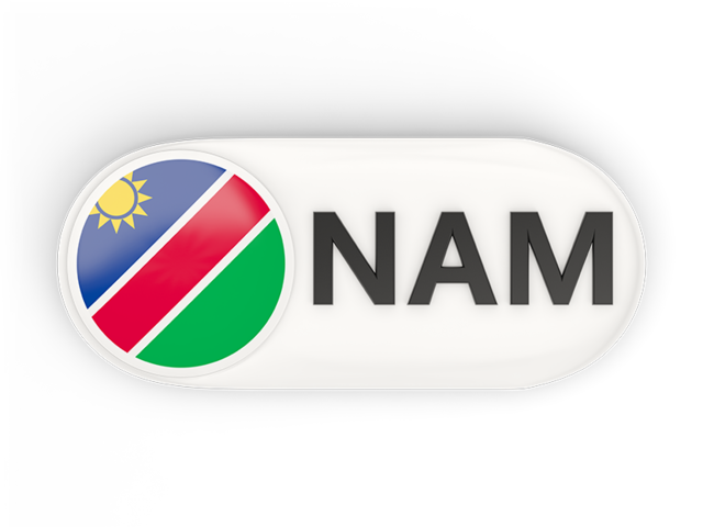 Round button with ISO code. Download flag icon of Namibia at PNG format