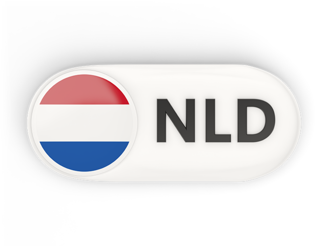 Round button with ISO code. Download flag icon of Netherlands at PNG format