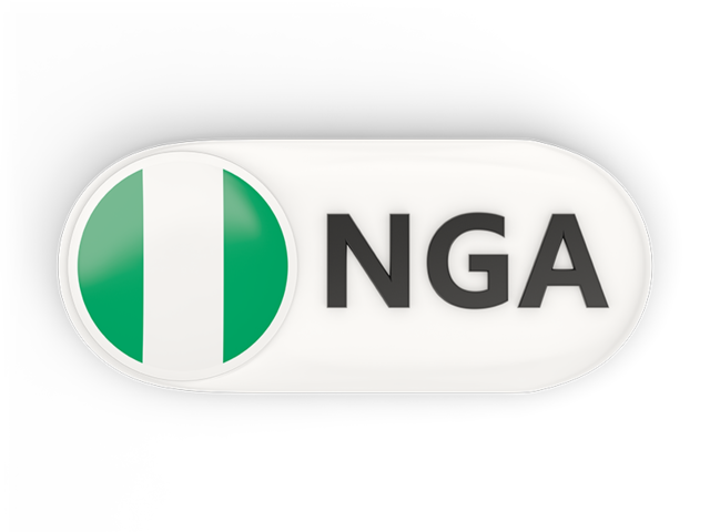 Round button with ISO code. Download flag icon of Nigeria at PNG format