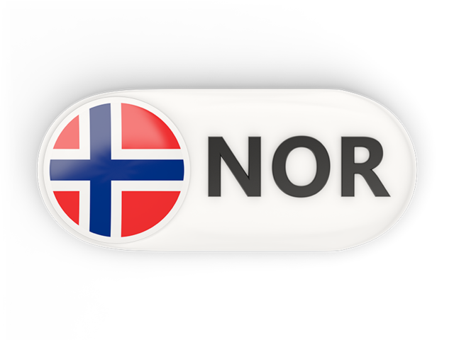 Round button with ISO code. Download flag icon of Norway at PNG format