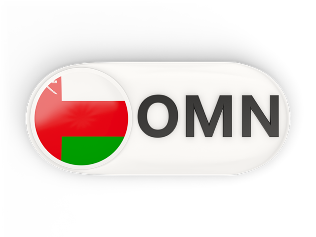 Round button with ISO code. Download flag icon of Oman at PNG format