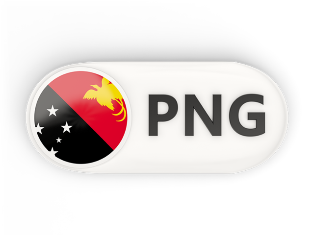 Round button with ISO code. Download flag icon of Papua New Guinea at PNG format