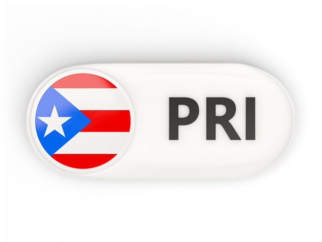 Round button with ISO code. Download flag icon of Puerto Rico at PNG format