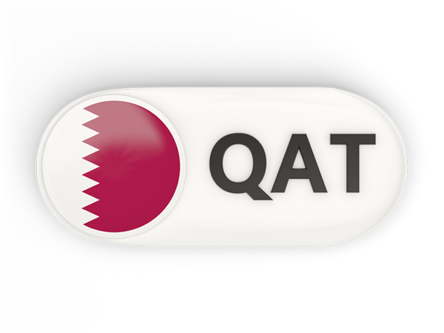 Round button with ISO code. Download flag icon of Qatar at PNG format