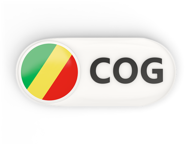 Круглая кнопка с ISO кодом. Скачать флаг. Республика Конго