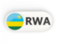 Rwanda. Round button with ISO code. Download icon.