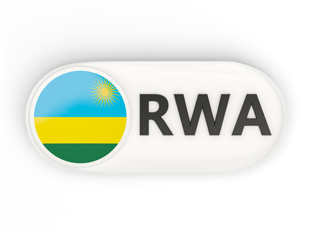 Round button with ISO code. Download flag icon of Rwanda at PNG format