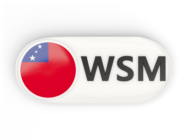 Round button with ISO code. Download flag icon of Samoa at PNG format